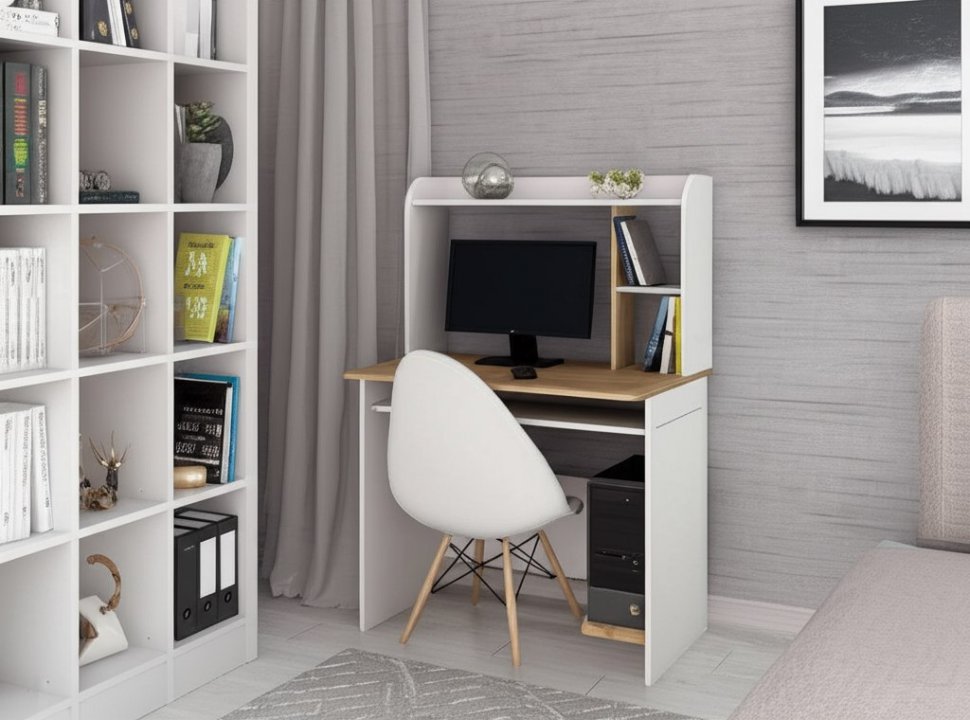 Компьютерный стол Грета-2 (ТЭКС) Белый / Дуб Крафт