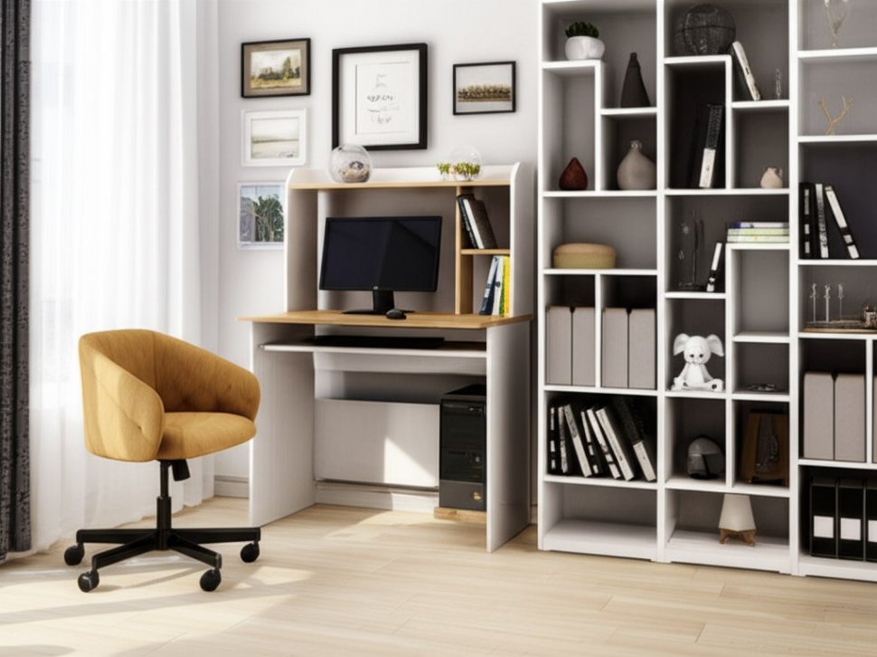 Компьютерный стол Грета-2 (ТЭКС) Белый / Дуб Крафт