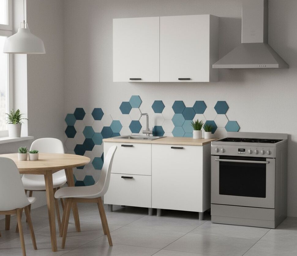 Кухня Аленушка 1,2м с ящ. Лаванда Молочный,скоба черный,сонома