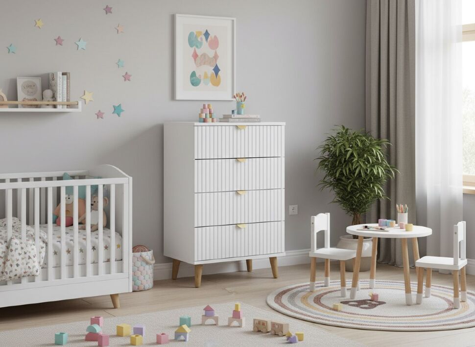 НМ 040.18 комод Дакота Белый / Меренга