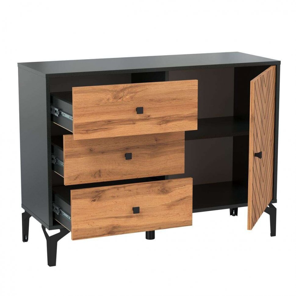Комод 59.02 Лофт черный / дуб бунратти