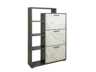 Тумба под обувь Фиеста-8 Диаманд серый/Мрамор белый