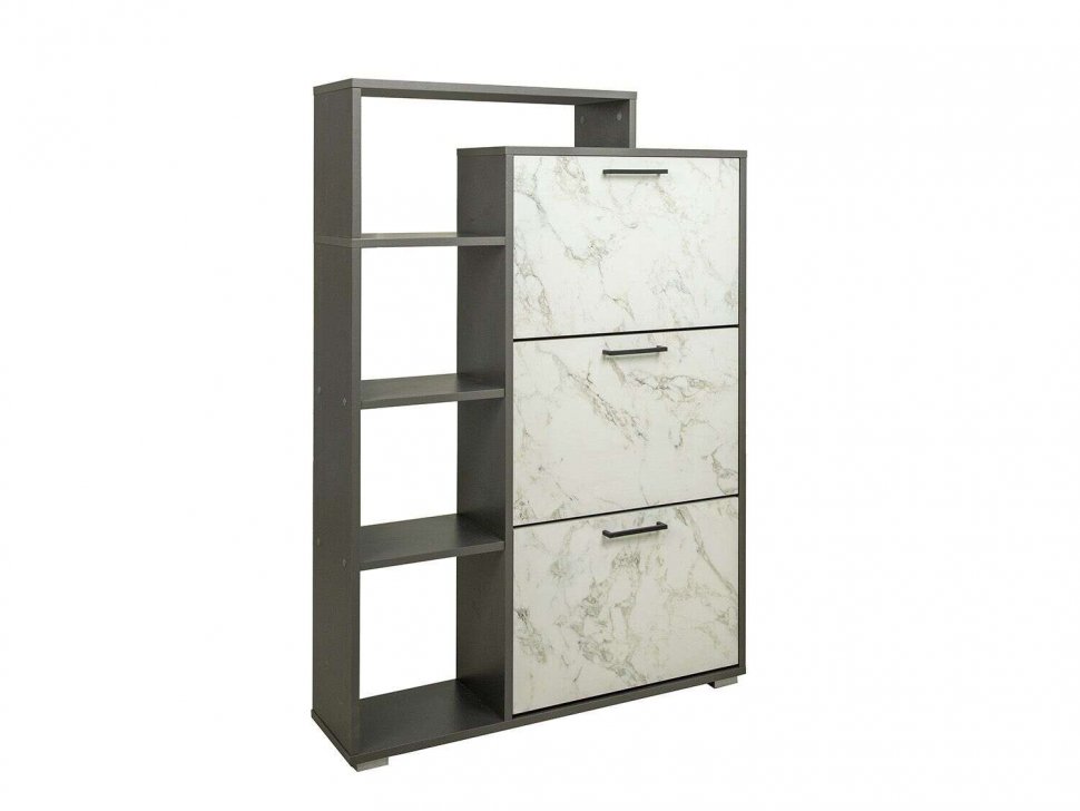 Тумба под обувь Фиеста-8 Диаманд серый/Мрамор белый