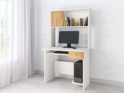 Компьютерный стол Грета-4 Белый / Дуб Крафт