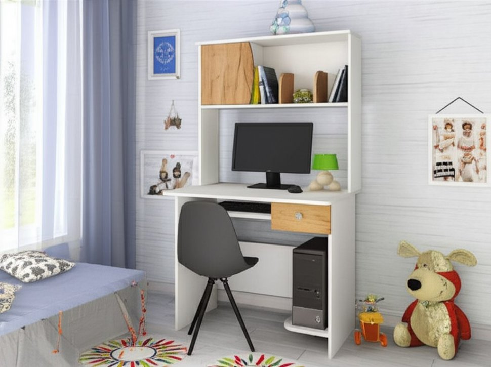 Компьютерный стол Грета-4 Белый / Дуб Крафт