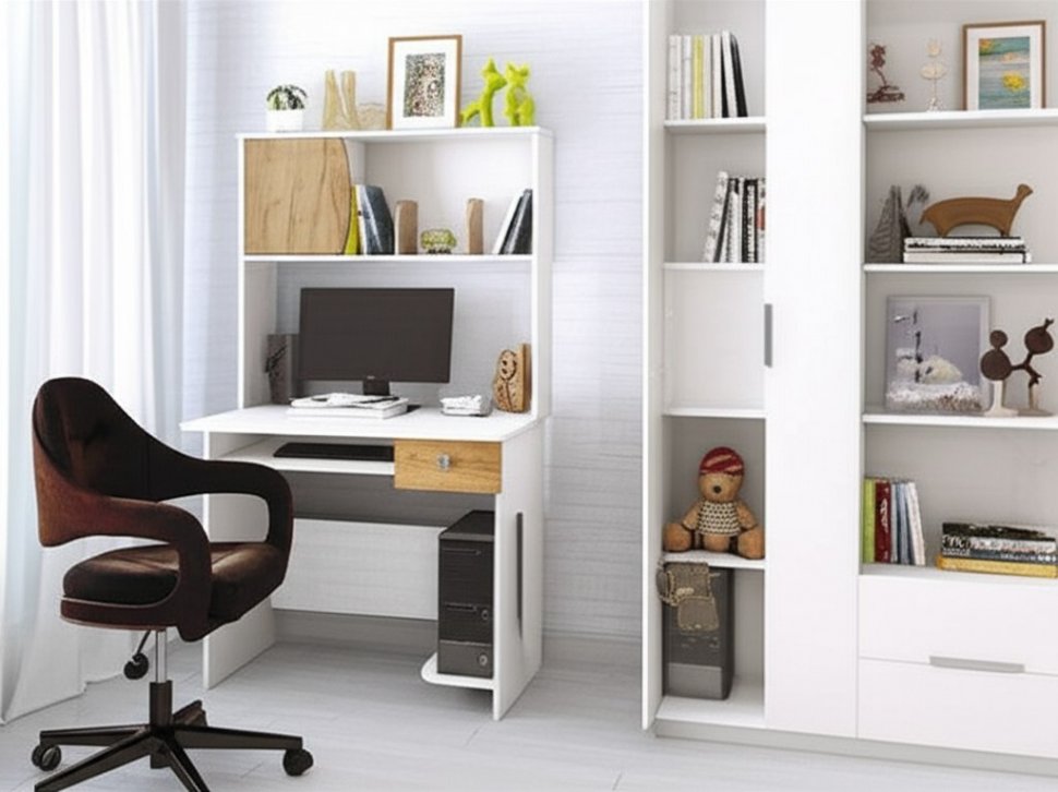 Компьютерный стол Грета-4 Белый / Дуб Крафт