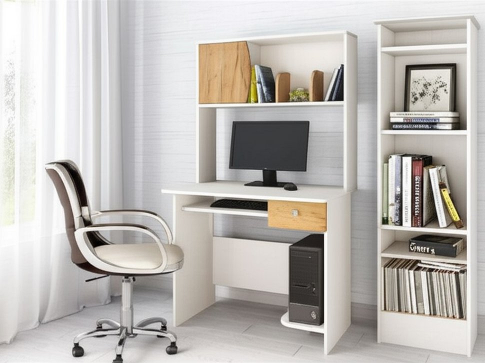 Компьютерный стол Грета-4 Белый / Дуб Крафт