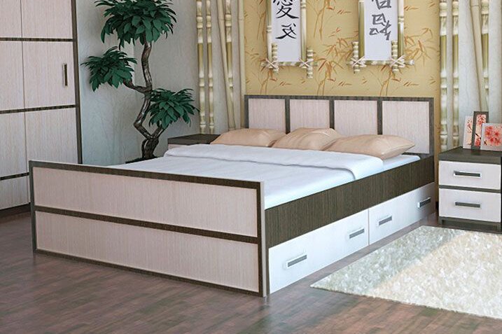 Кровать 160х200 с ящиком Сакура (БТС) с реечным настилом