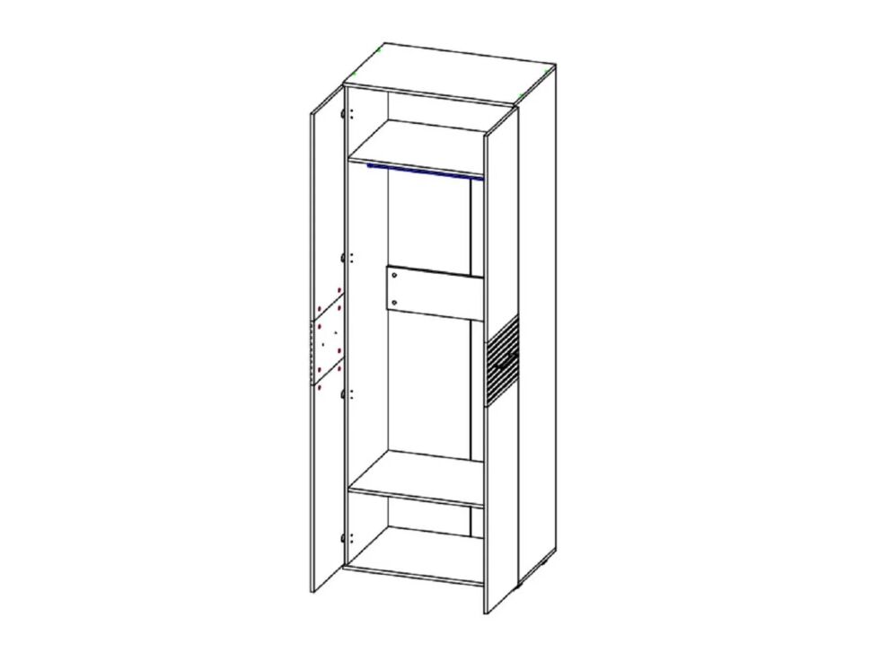 Сити 2 шкаф Белая Аляска / Черный