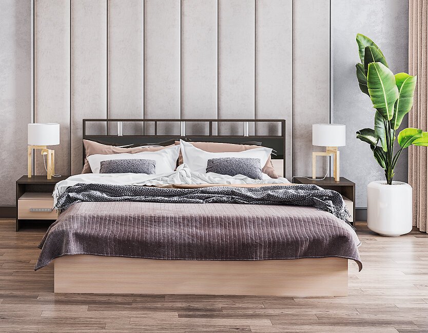 Кровать Эрика (ТЭКС) 140х200 Венге / Дуб молочный с ортопедическим основанием