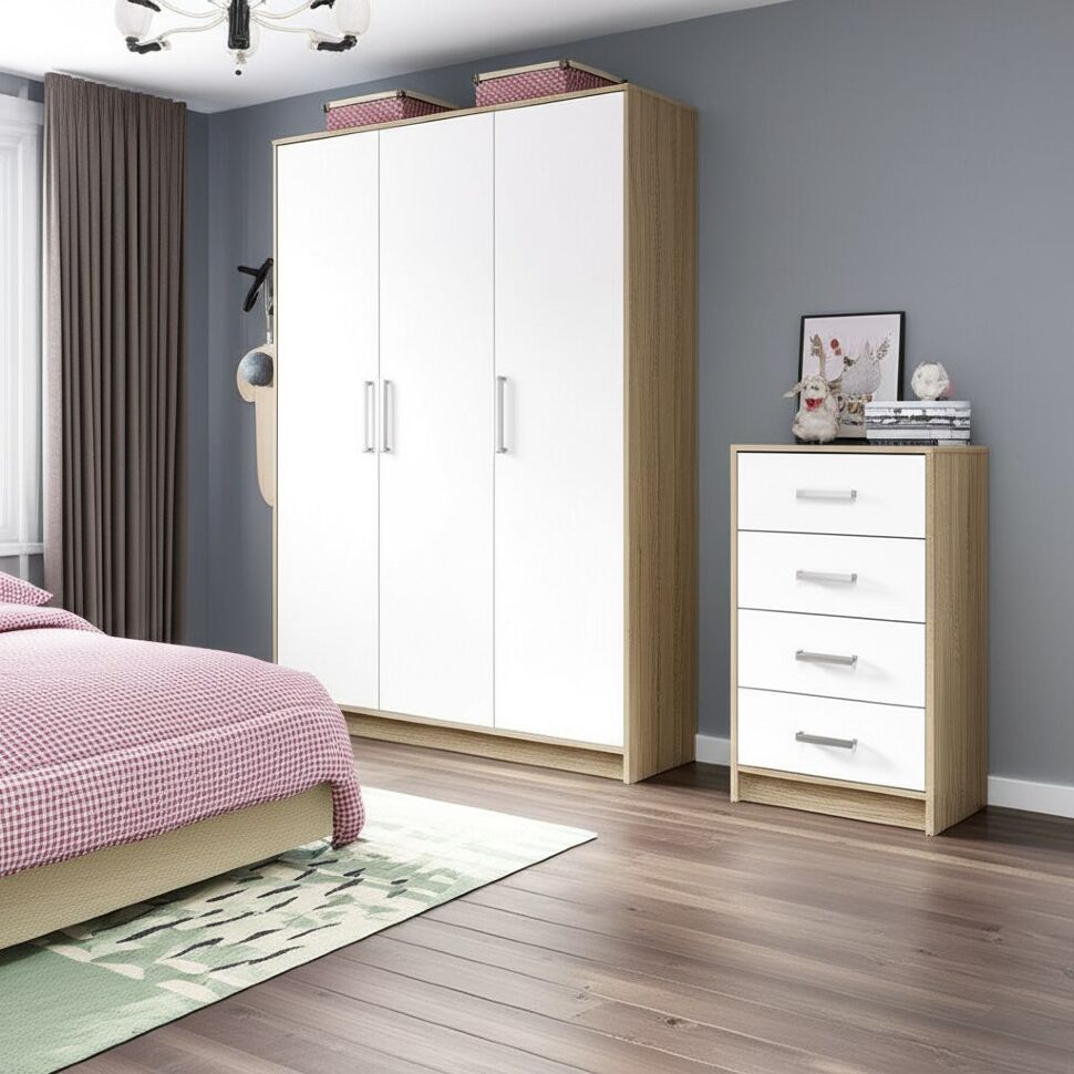 Комод Мия КМ-02 (Семья Мебелони) Дуб Сонома / Белый