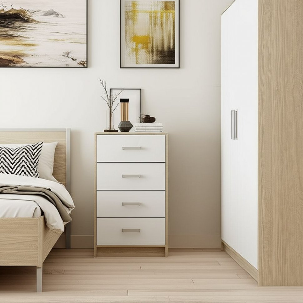 Комод Мия КМ-02 (Семья Мебелони) Дуб Сонома / Белый