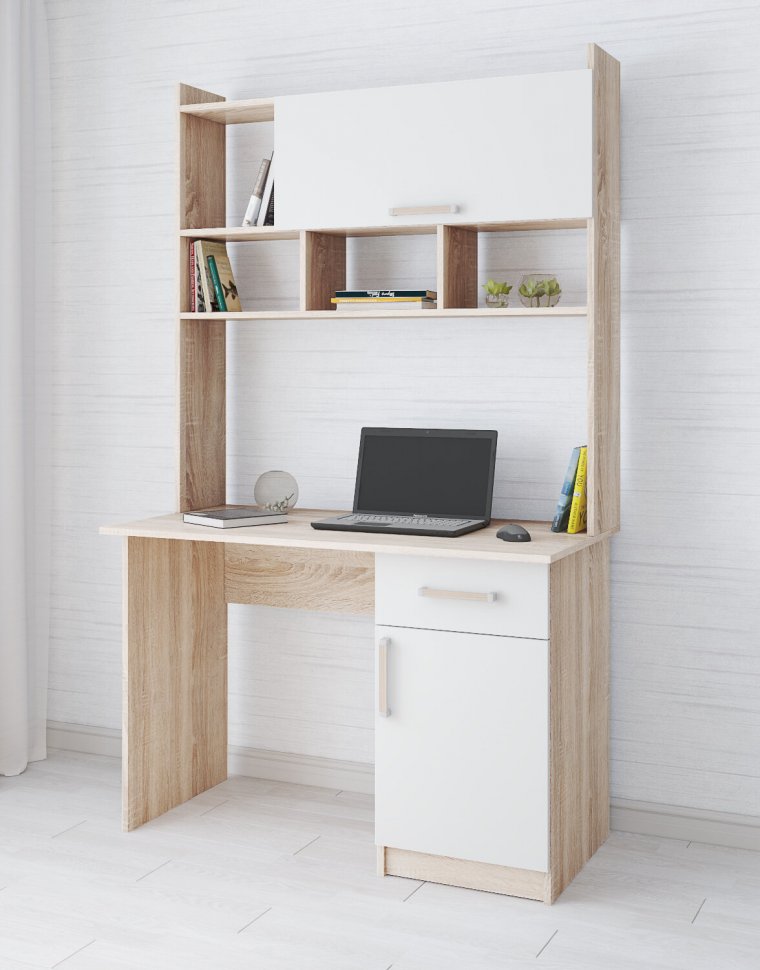 Компьютерный стол Квартет-10 (Дуб Сонома/Белый) ТЭКС