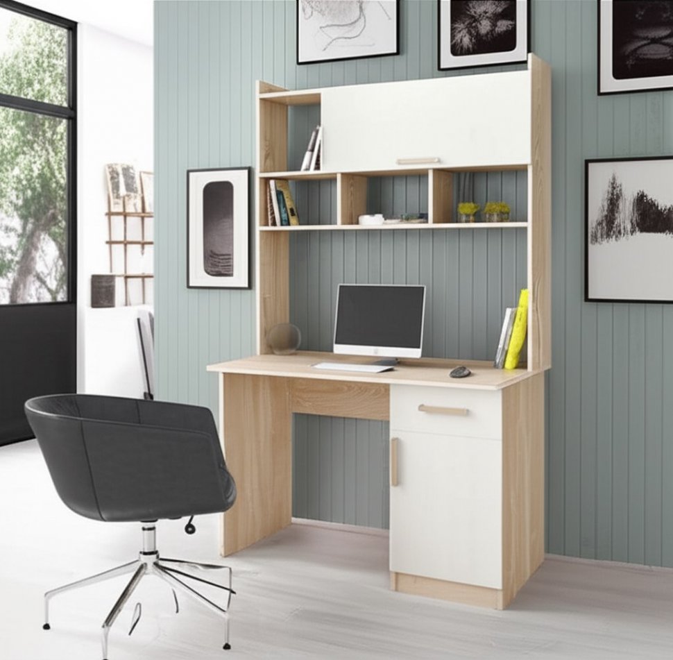 Компьютерный стол Квартет-10 (Дуб Сонома/Белый) ТЭКС