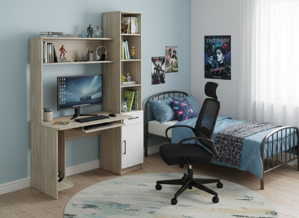 Интел-2 стол компьютерный Дуб сонома / Белый снег