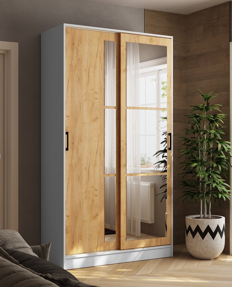 Шкаф-купе Стиль-2 (ТЭКС) 1200 Белый / Дуб Крафт золотой