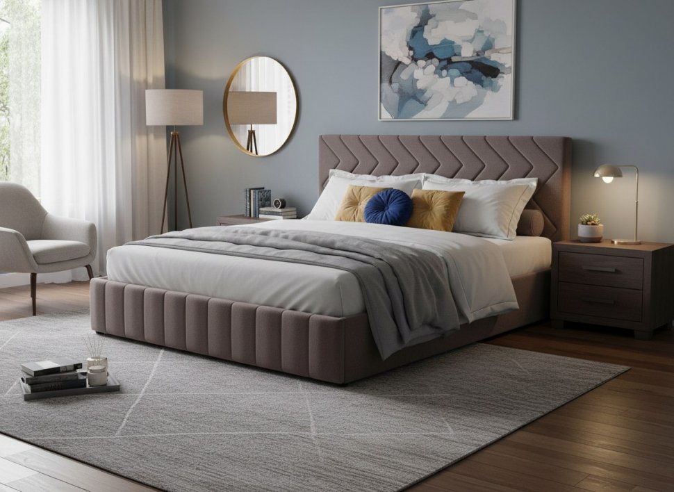 Милана кровать 180 Tenerife espresso (серо-коричневый)