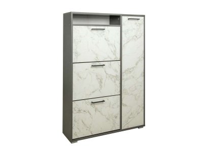 Тумба под обувь Фиеста-9 Диаманд серый/Мрамор белый