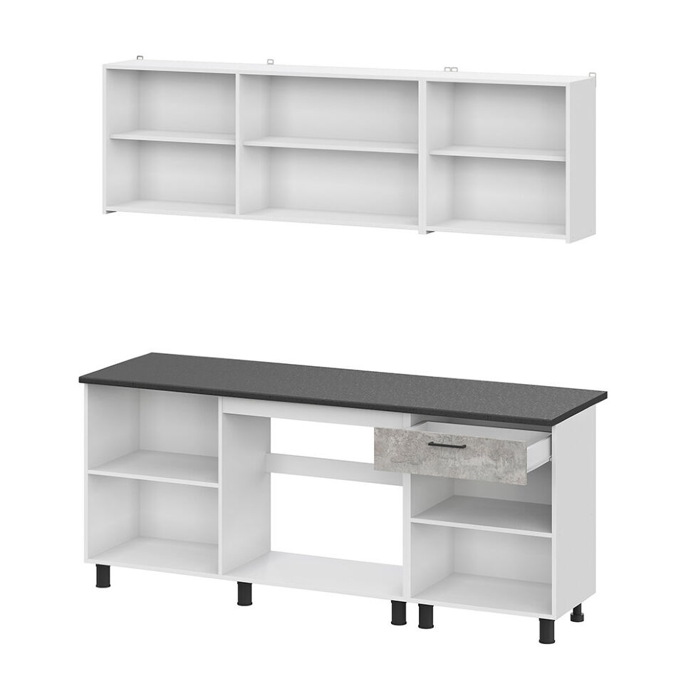 Кухня 2 м (Арника) КГ-9 Цемент темный / Цемент светлый