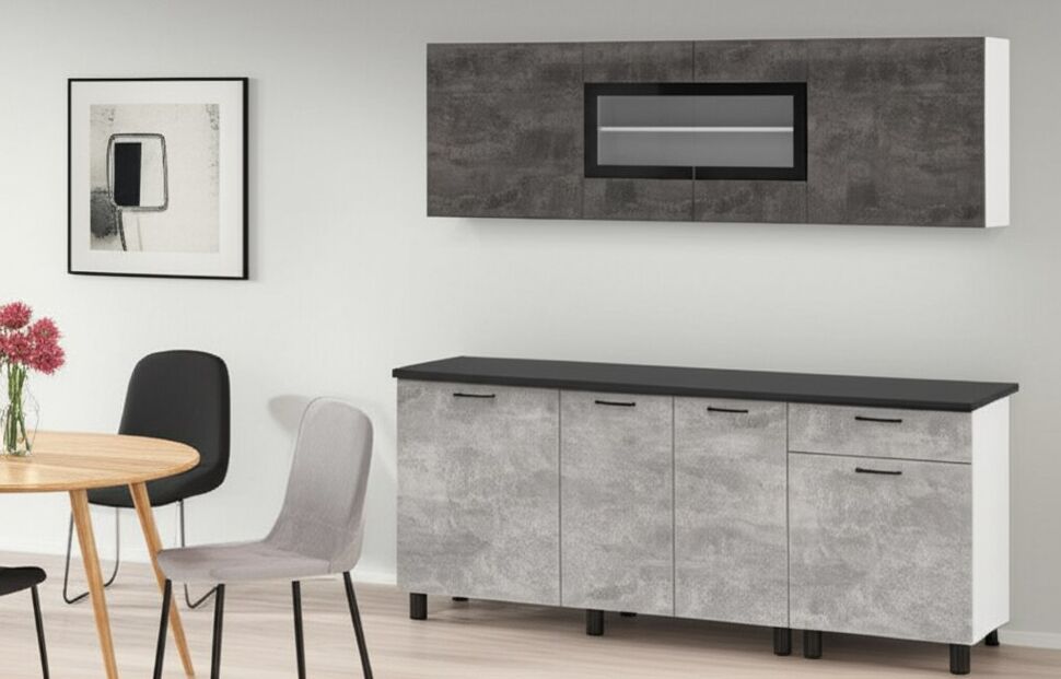 Кухня 2 м (Арника) КГ-9 Цемент темный / Цемент светлый