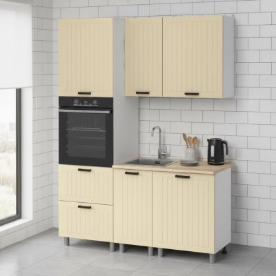 Кухня Аленушка 1,6м ПД Орхидея Крем,скоба черный,сонома