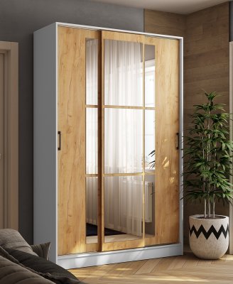 Шкаф-купе Стиль-2 (ТЭКС) 1400 Белый / Дуб Крафт золотой