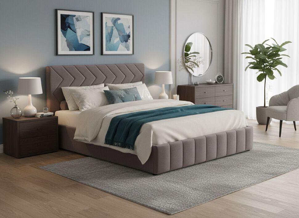 Милана кровать 160 Tenerife espresso (серо-коричневый)