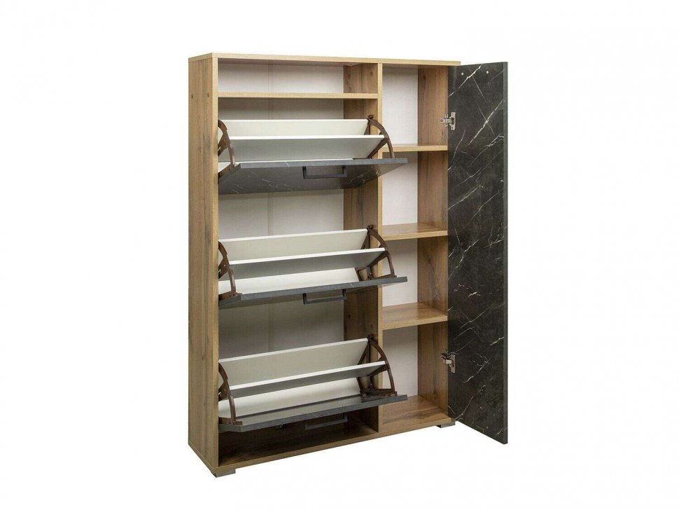 Тумба под обувь Фиеста-9 Дуб Вотан/Мрамор черный