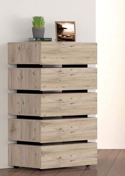 Комод Nature 6 (Глазов) Гаскон пайн/Черный