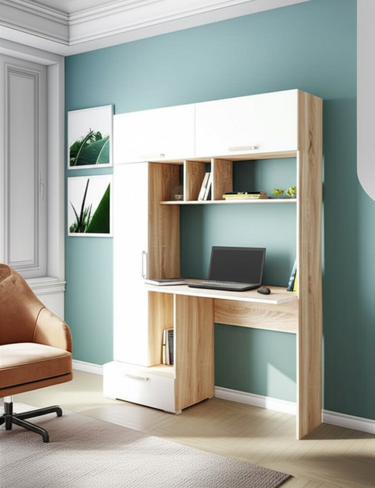 Компьютерный стол Квартет-11 (Дуб сонома/Белый) ТЭКС