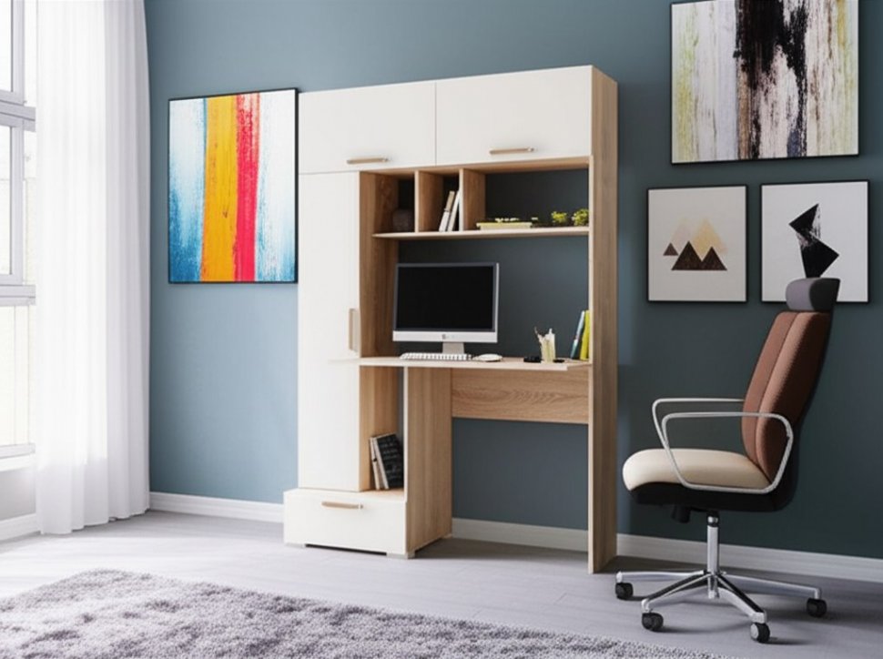 Компьютерный стол Квартет-11 (Дуб сонома/Белый) ТЭКС