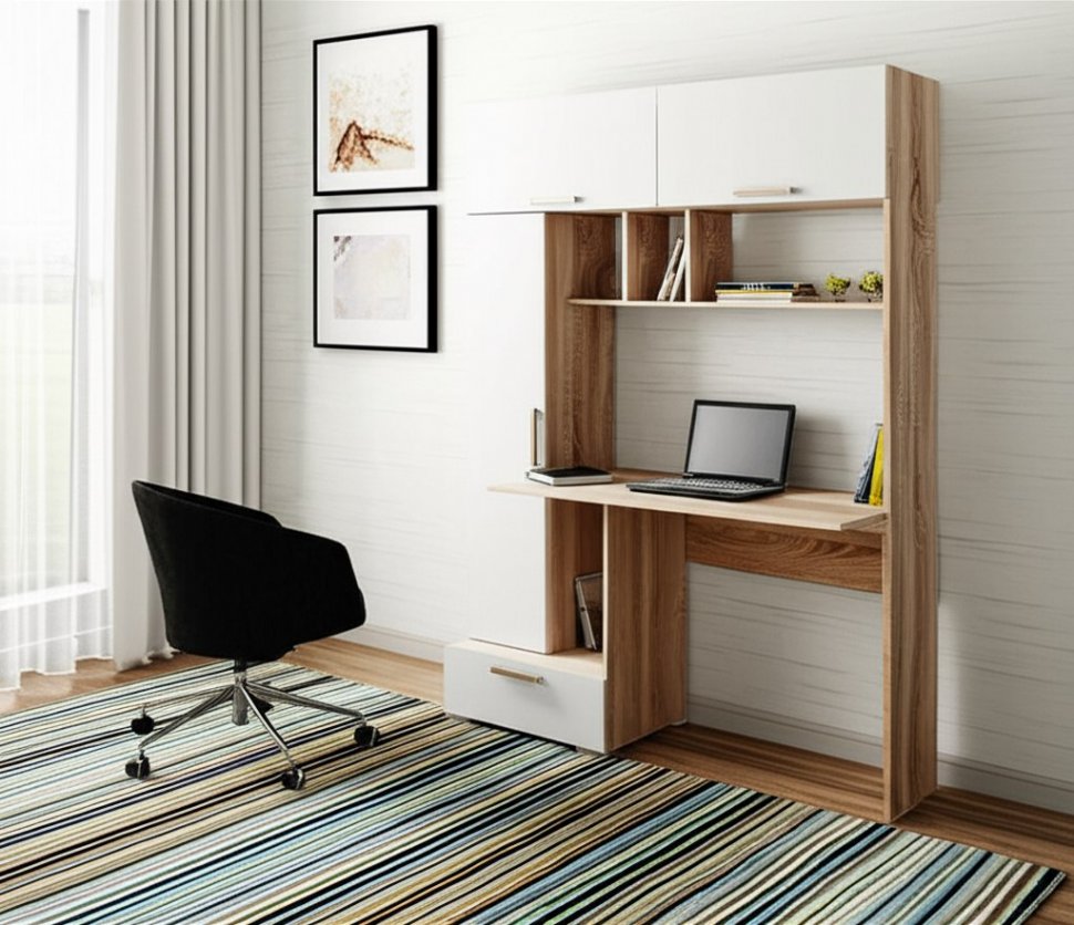 Компьютерный стол Квартет-11 (Дуб сонома/Белый) ТЭКС