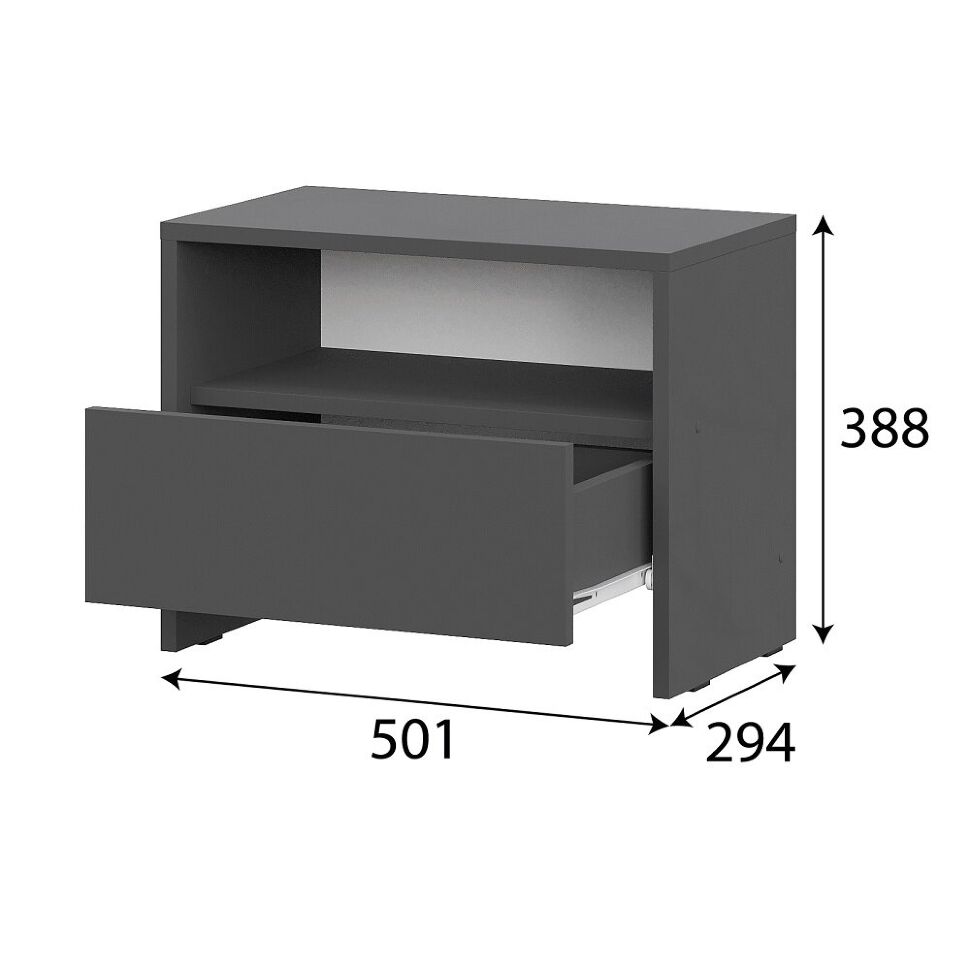 Камелия 1 тумба прикроватная (серия 2) / Графит