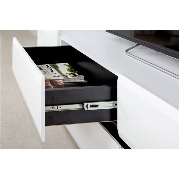 Сидней Тумба под ТВ 13.63 Белый/Белый глянец/Черный