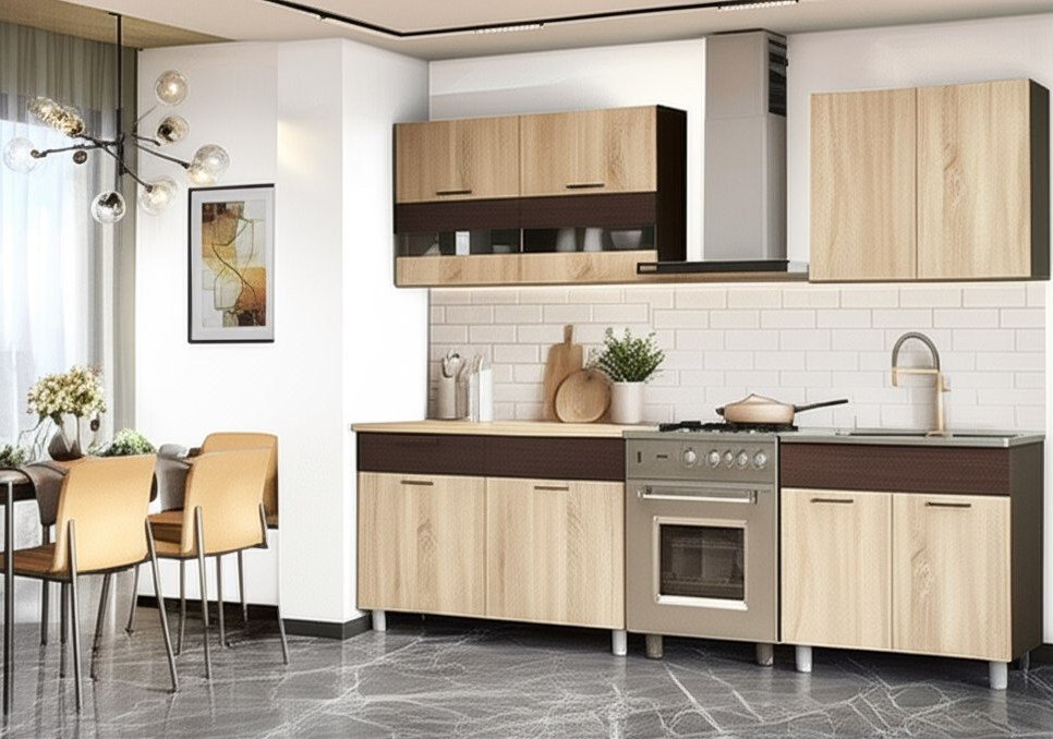 Кухня Босфор 2.0 м, Дуб венге, Дуб сонома