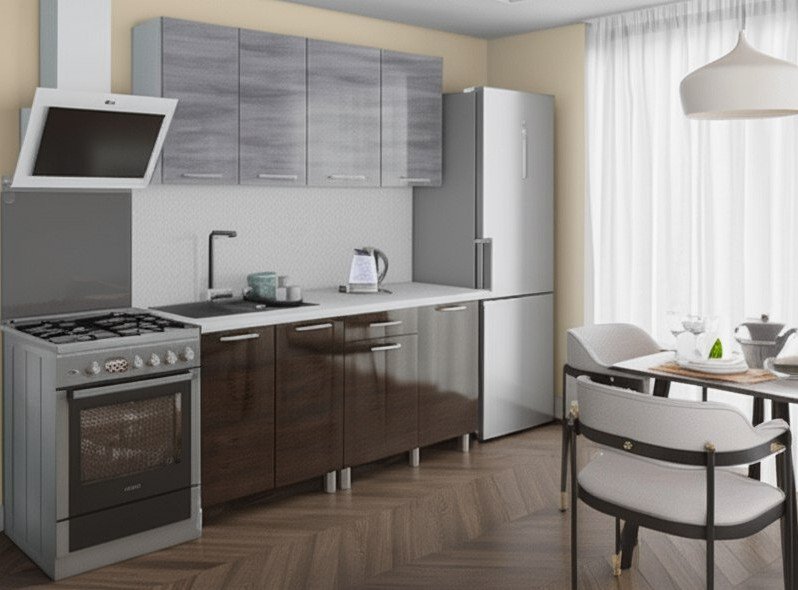 Кухня Танго 1,8 м, Шале серебро, Шале дуб мореный