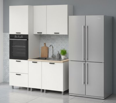 Кухня Аленушка 1,6м ПД Лаванда Молочный,скоба черный,сонома