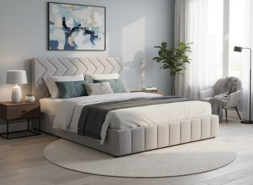 Милана кровать 160 Tenerife silver (светло-серый)