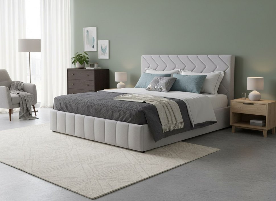 Милана кровать 160 Tenerife silver (светло-серый)