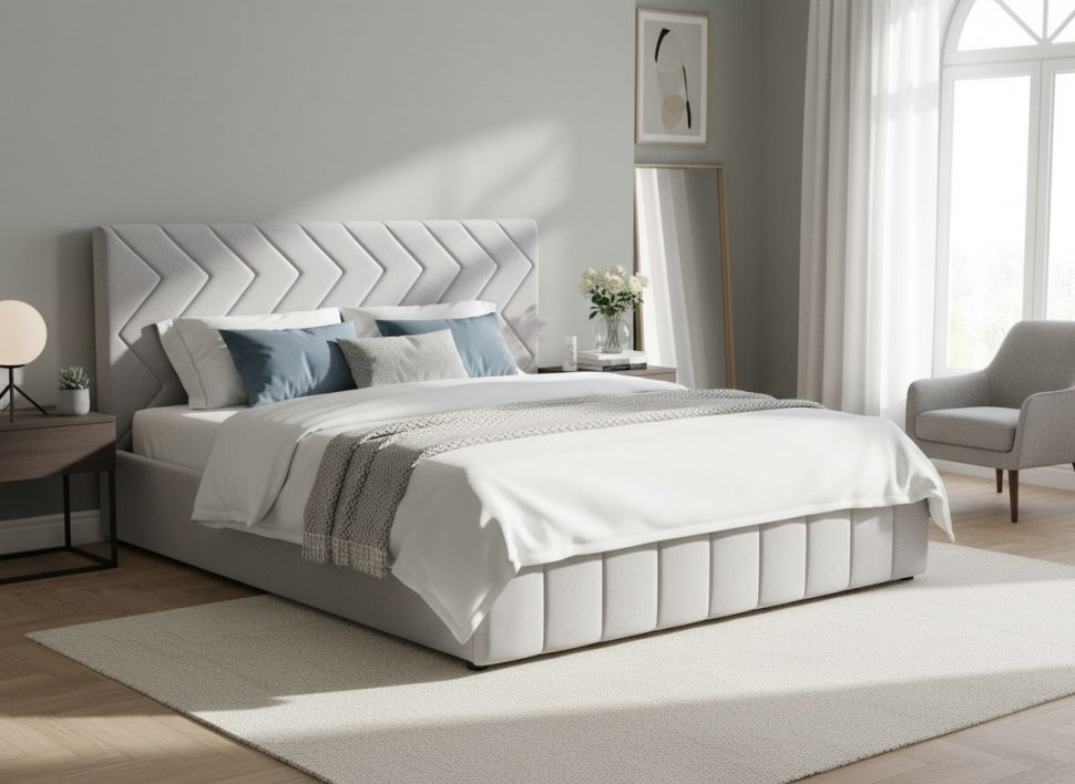 Милана кровать 160 Tenerife silver (светло-серый)