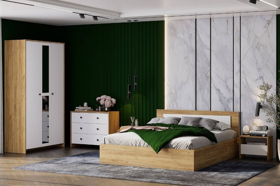 Дольче тумба прикроватная / Дуб золотой/Белый