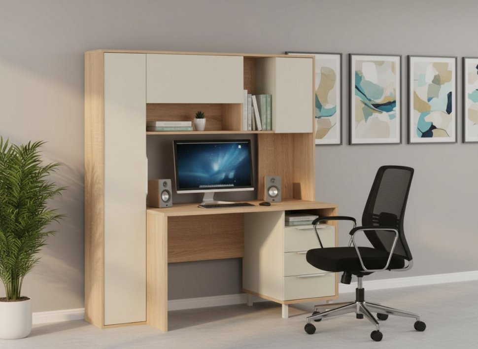 Комфорт Стол компьютерный 12.95 Дуб Сонома / Сатин