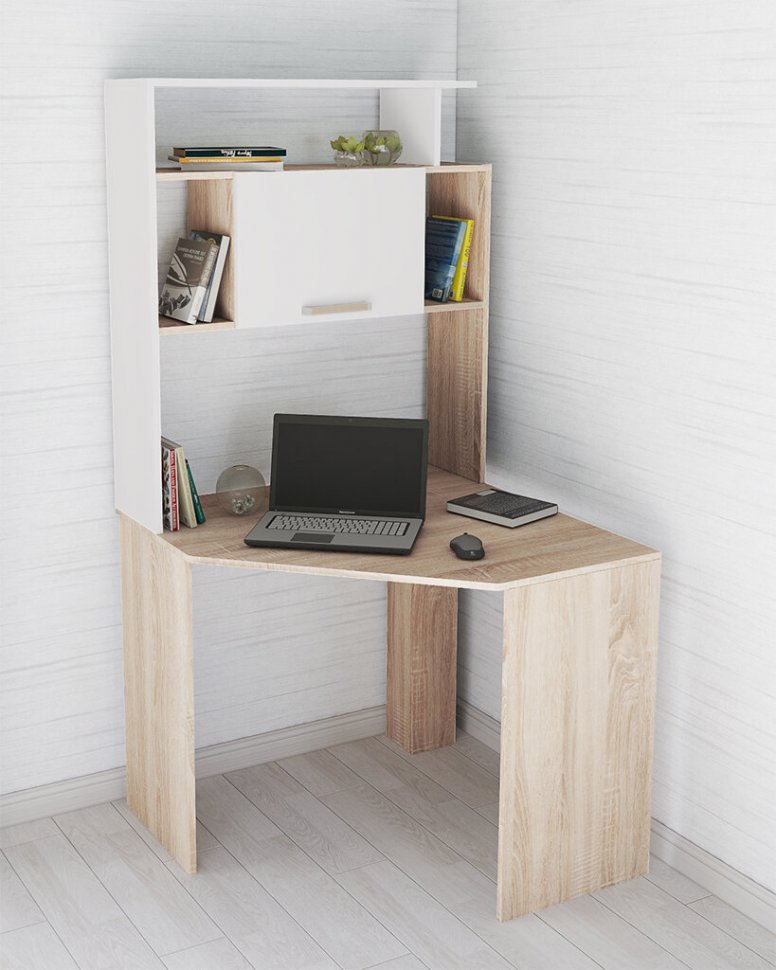 Компьютерный стол угловой Квартет-12 (Дуб Сонома/Белый)