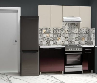 Кухня Танго 1,8 м с окапом, Ваниль, Горький шоколад